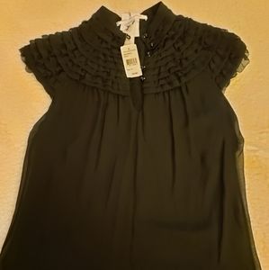 DVF Diane VonFurstenberg black lace blouse